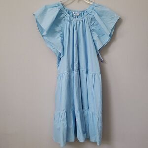 NWT Talulah Dress Womens Large Flounce Sleeves Tiered 100% Cotton
